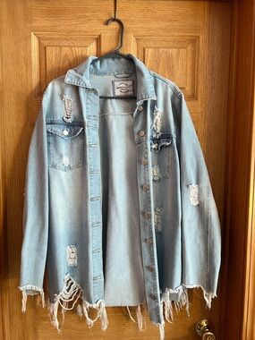 American Bazi Light Blue Distressed Denim Jacket